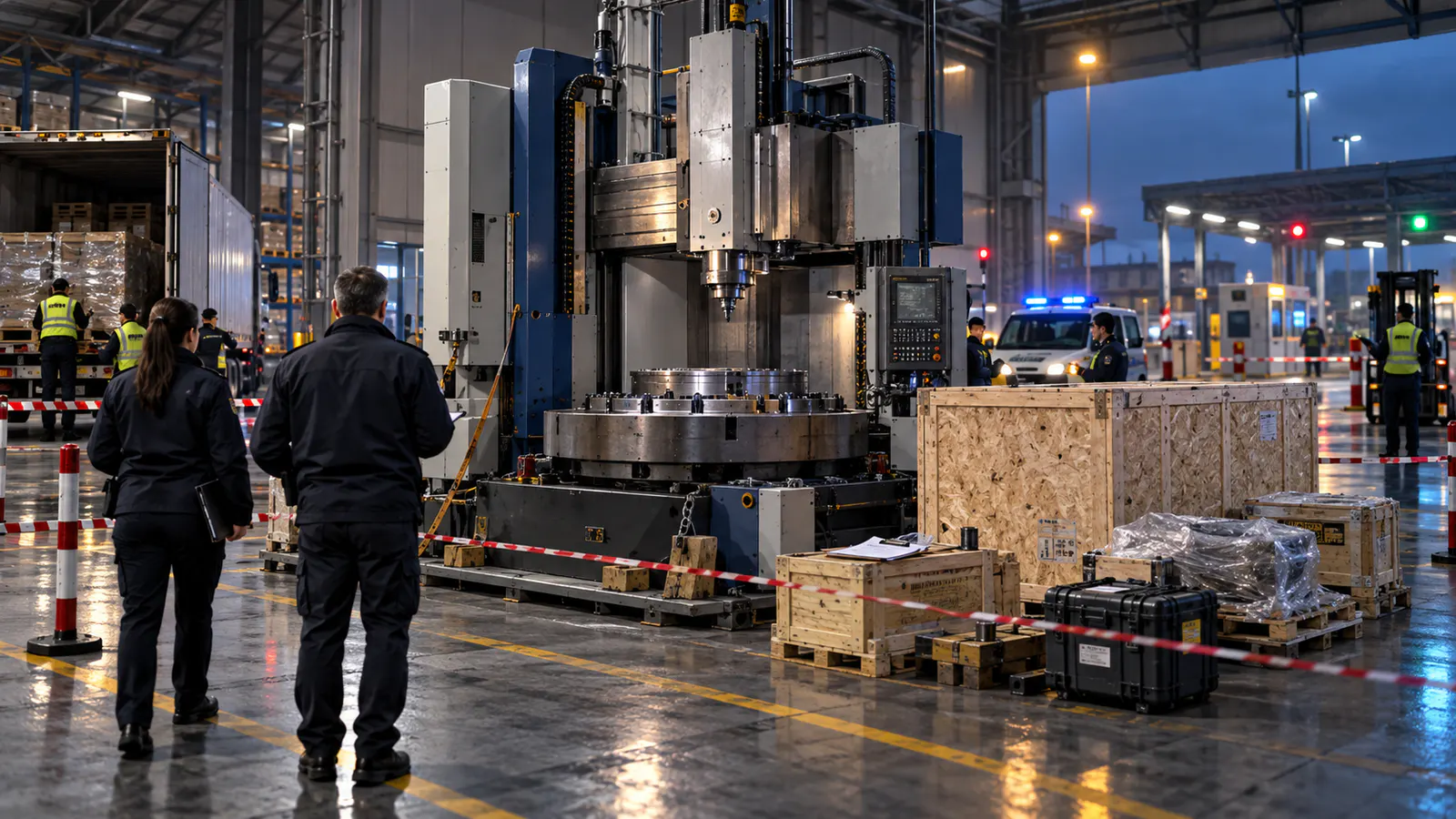Utilaj industrial de mari dimensiuni verificat într-un depozit vamal în cadrul unei anchete