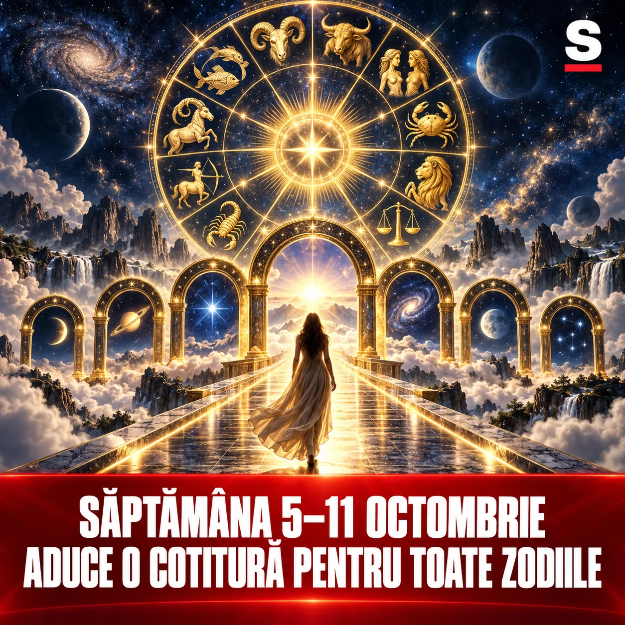 Cercul zodiacal deasupra unui drum cu șapte porți