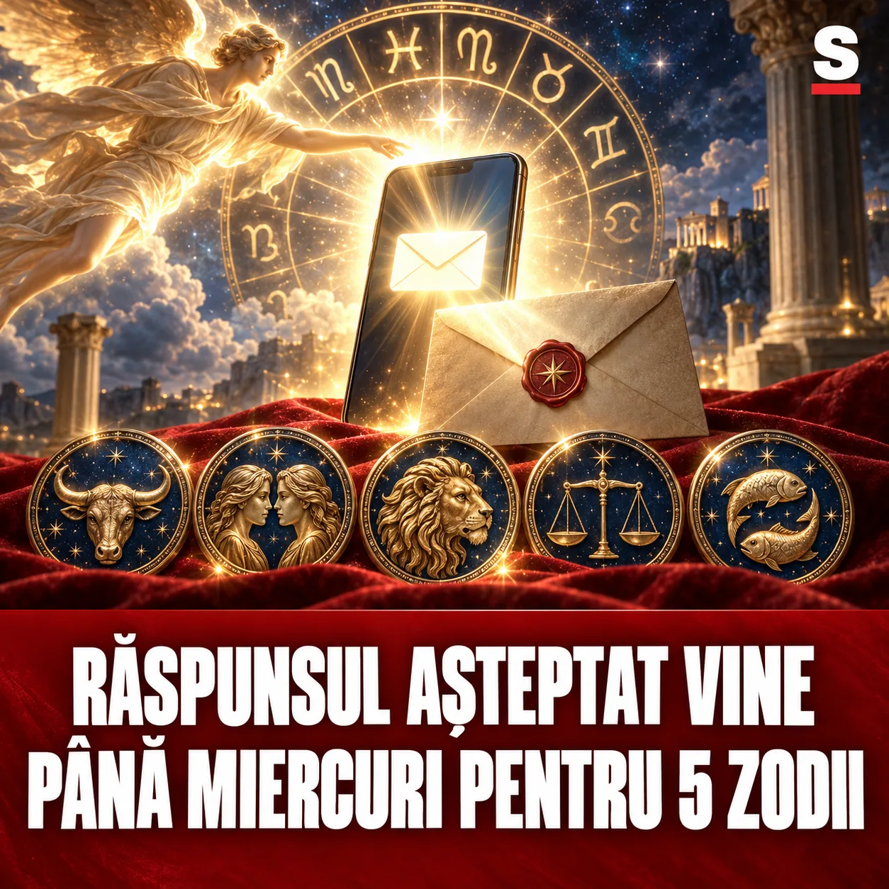 Telefon, scrisoare luminoasă și cinci medalioane zodiacale