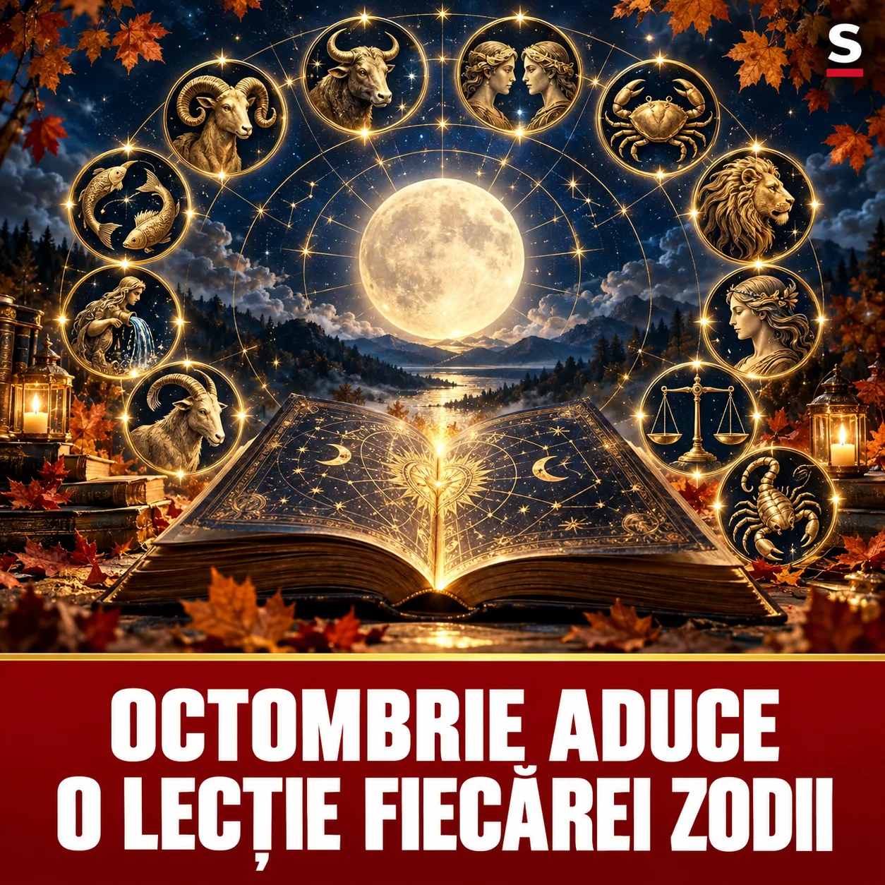 Roată zodiacală aurie și mesajul Octombrie aduce o lecție fiecărei zodii