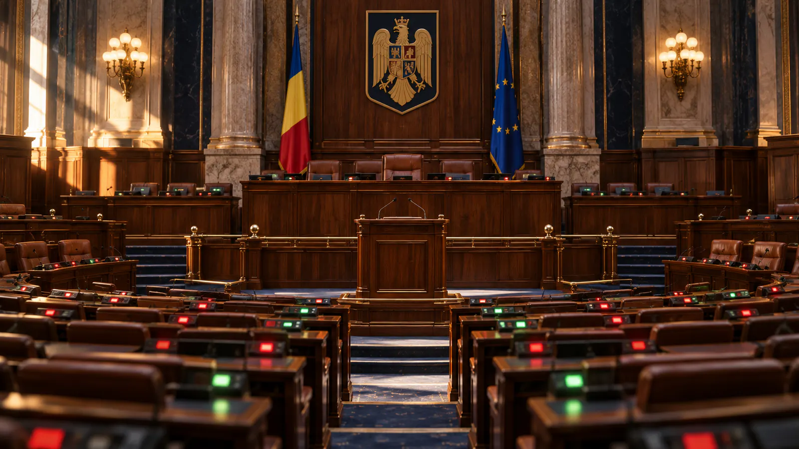 Sala Parlamentului după votul prin care Guvernul Mureșan a fost respins