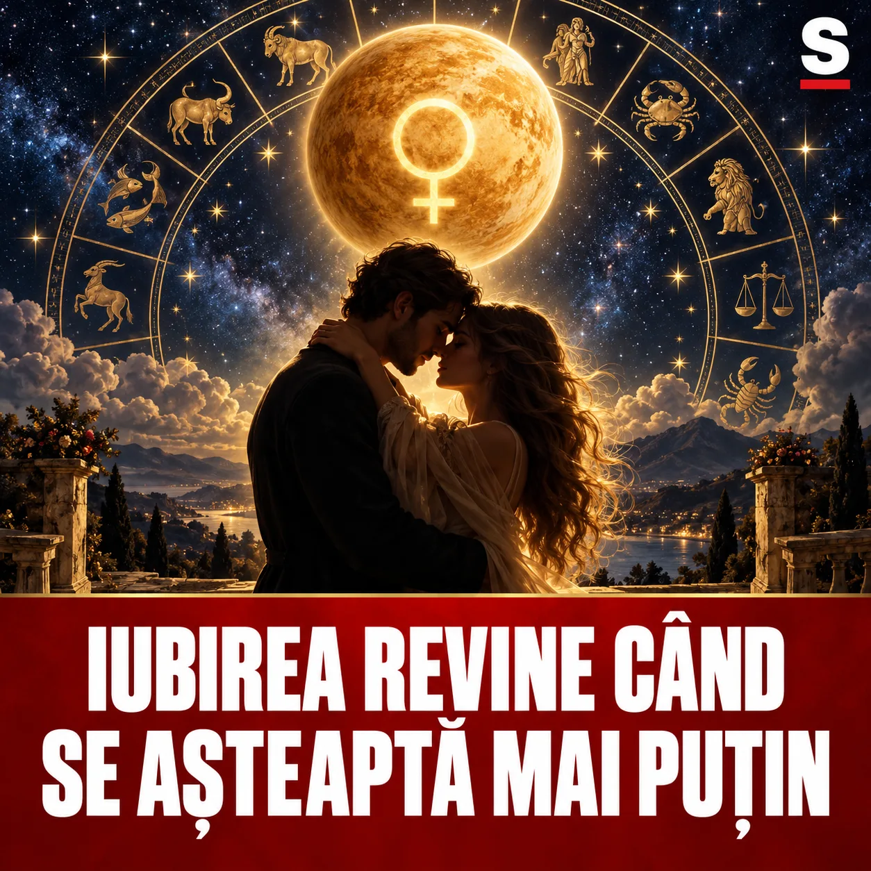 Cuplu reunit sub Venus și zodiac