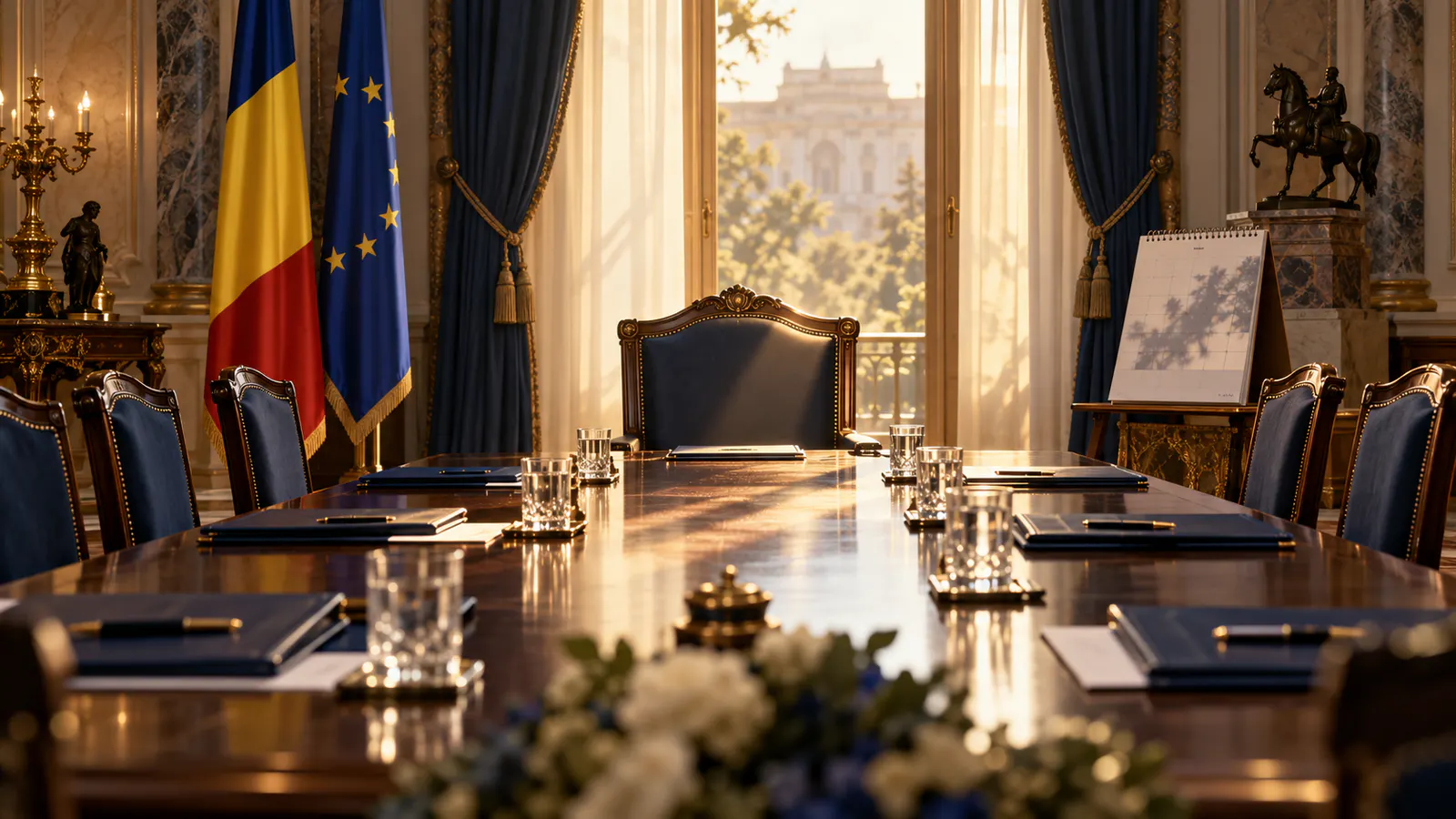 Sala de consultări de la Cotroceni pregătită pentru desemnarea unui nou premier