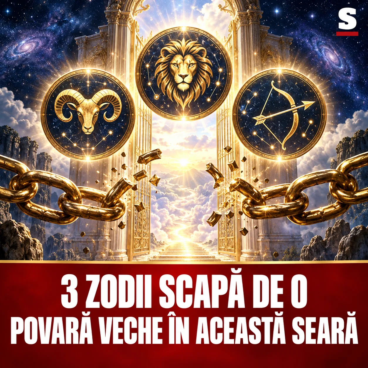 Lanțuri aurii rupte și trei medalioane zodiacale